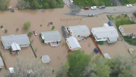 Trailer Court with flood water