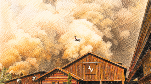 Image of fire above the Teton Valley Ranch