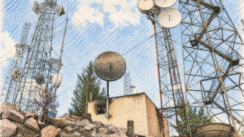 Computer generated sketch of a communications tower