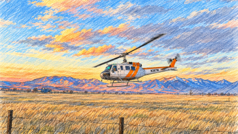 Computer generated sketch of a helicopter at the Central Park Fire